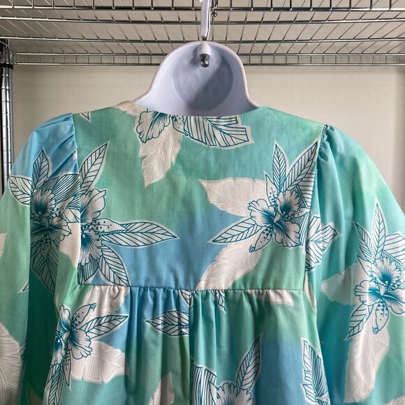 Vintage Made in Hawaii Women's Green Hibiscus‎ Leaf Dress Size 10 Aloha Tropical - Picture 9 of 10